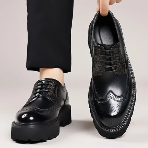 Mens Derby Shoes Height Increase Formal Dress Footwear Casual Leather Oxford Shoes